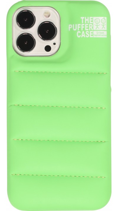 Coque iPhone 13 Pro - Design 3D stylé de doudoune avec couture décorative - Vert