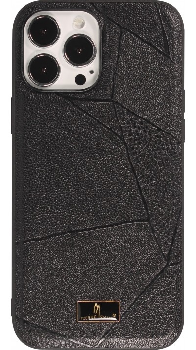 Coque iPhone 12 Pro Max - Fierre Shann étui en cuir synthétique avec cicatrices - Noir