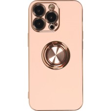 Hülle iPhone 13 Pro Max - Gummi Bronze mit Ring - Rosa