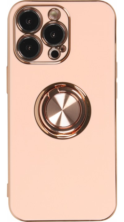 Coque iPhone 13 Pro - Gel Bronze avec anneau - Rose