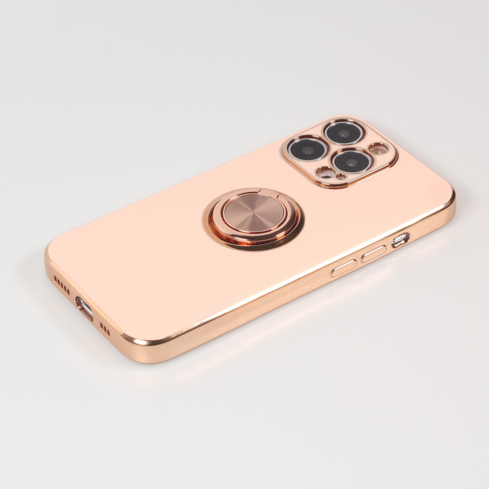 Coque iPhone 13 Pro - Gel Bronze avec anneau - Rose