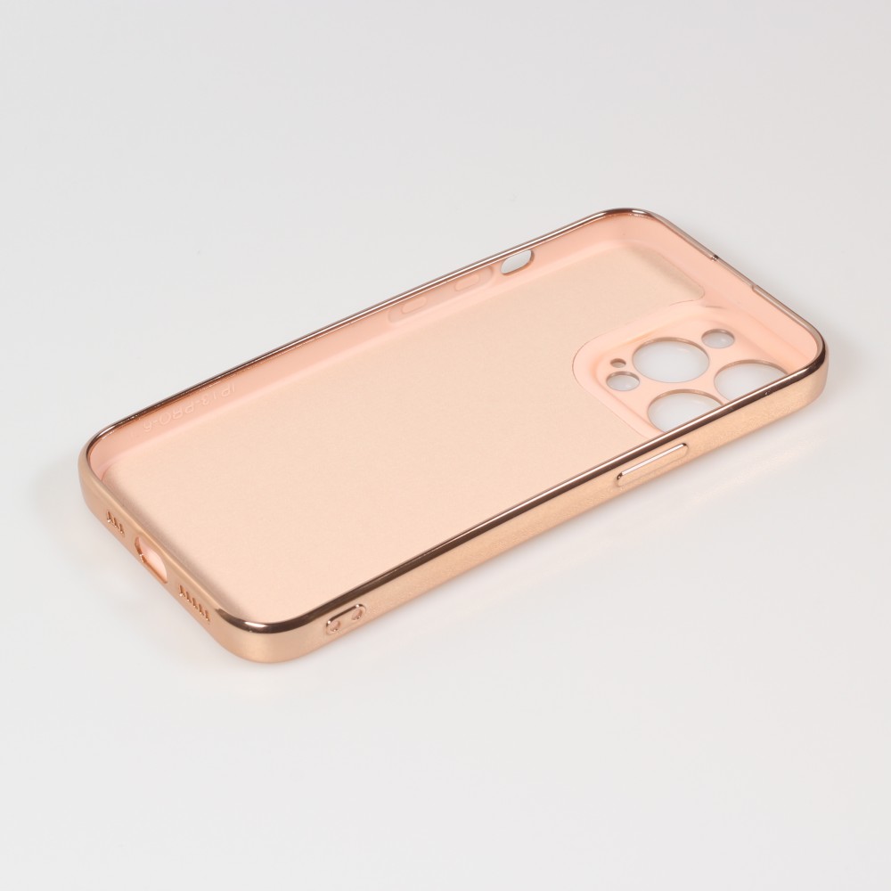 Hülle iPhone 13 Pro Max - Gummi Bronze mit Ring - Rosa