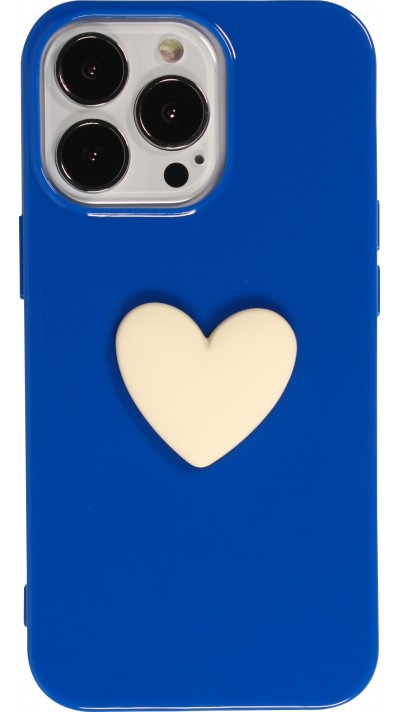 iPhone 13 Pro Case Hülle - 3D Herz Gel - Blau