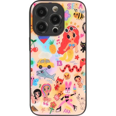Coque iPhone 14 Pro Max - Karol G Hot cartoons avec surface brillante et bords en silicone noir