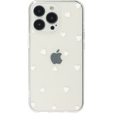 Coque iPhone 14 Pro - Gel petit coeur transparent - Blanc