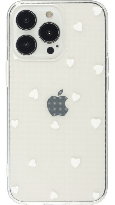 Coque iPhone 14 Pro - Gel petit coeur - Blanc