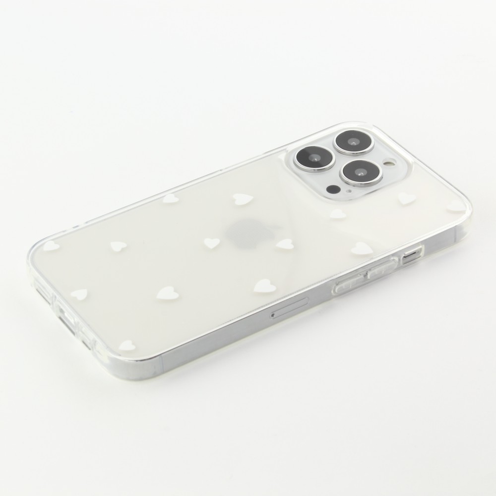 iPhone 14 Pro Case Hülle - Gummi kleines Herz - Weiss