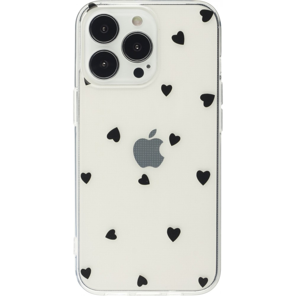 Coque iPhone 14 Pro Max - Gel petit coeur - Noir