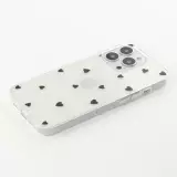 Coque iPhone 16 Plus - Gel petit coeur transparent - Noir
