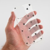 Coque iPhone 16e - Gel petit coeur transparent - Noir