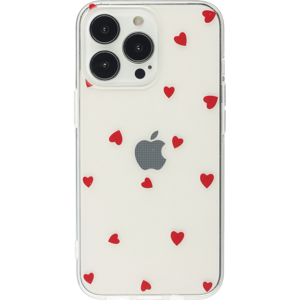 Coque iPhone 16e - Gel petit coeur transparent - Rouge