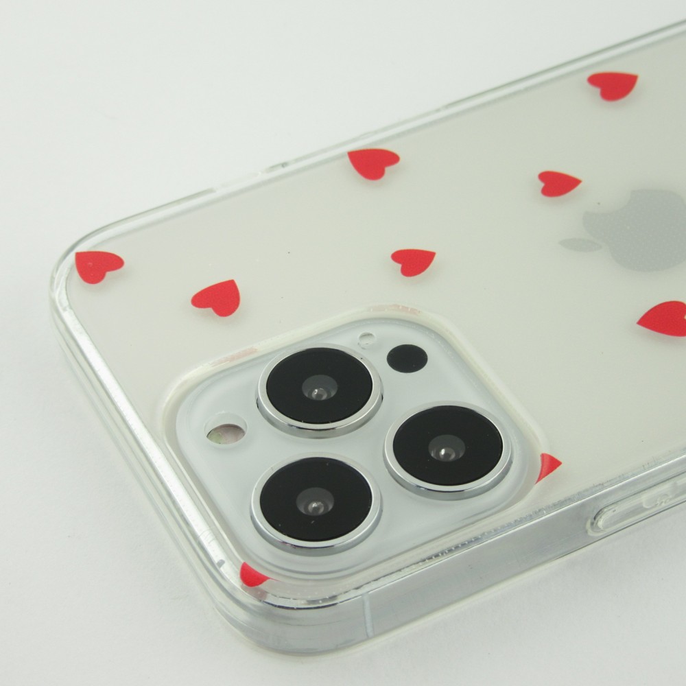 Coque iPhone 16e - Gel petit coeur transparent - Rouge