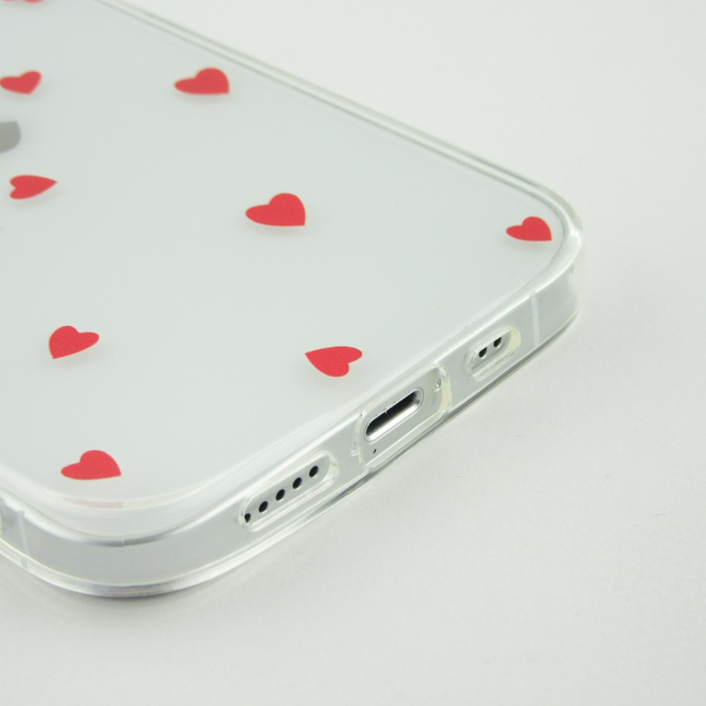 Coque iPhone 16e - Gel petit coeur transparent - Rouge
