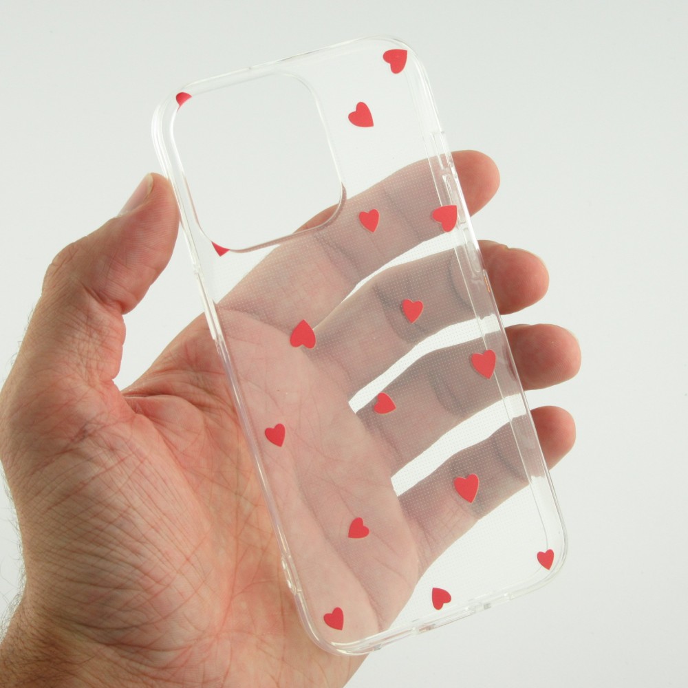 Coque iPhone 16e - Gel petit coeur transparent - Rouge