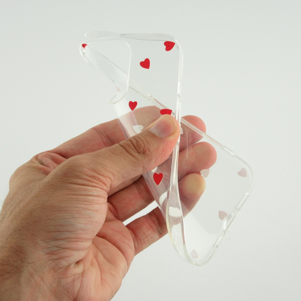 Coque iPhone 16e - Gel petit coeur transparent - Rouge