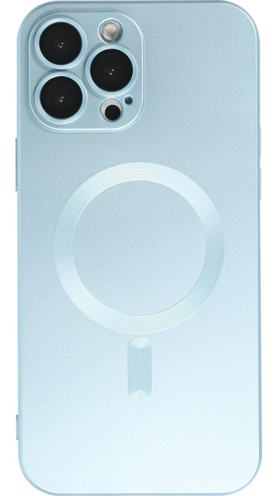 Coque iPhone 13 Pro - Gel souple avec vitre de protection caméra MagSafe - Bleu