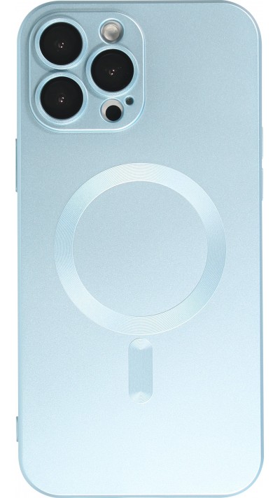 Coque iPhone 14 Pro Max - Gel souple avec vitre de protection caméra MagSafe - Bleu