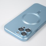 Coque iPhone 15 Pro Max - Gel souple avec vitre de protection caméra MagSafe - Bleu