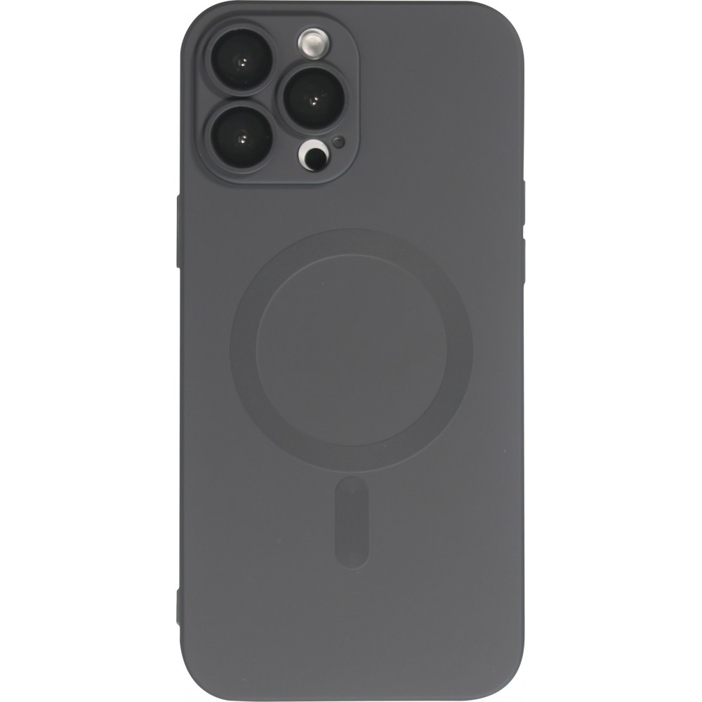 iPhone 15 Pro Case Hülle - Gummi weich mit Kameraschutzglas MagSafe - Schwarz