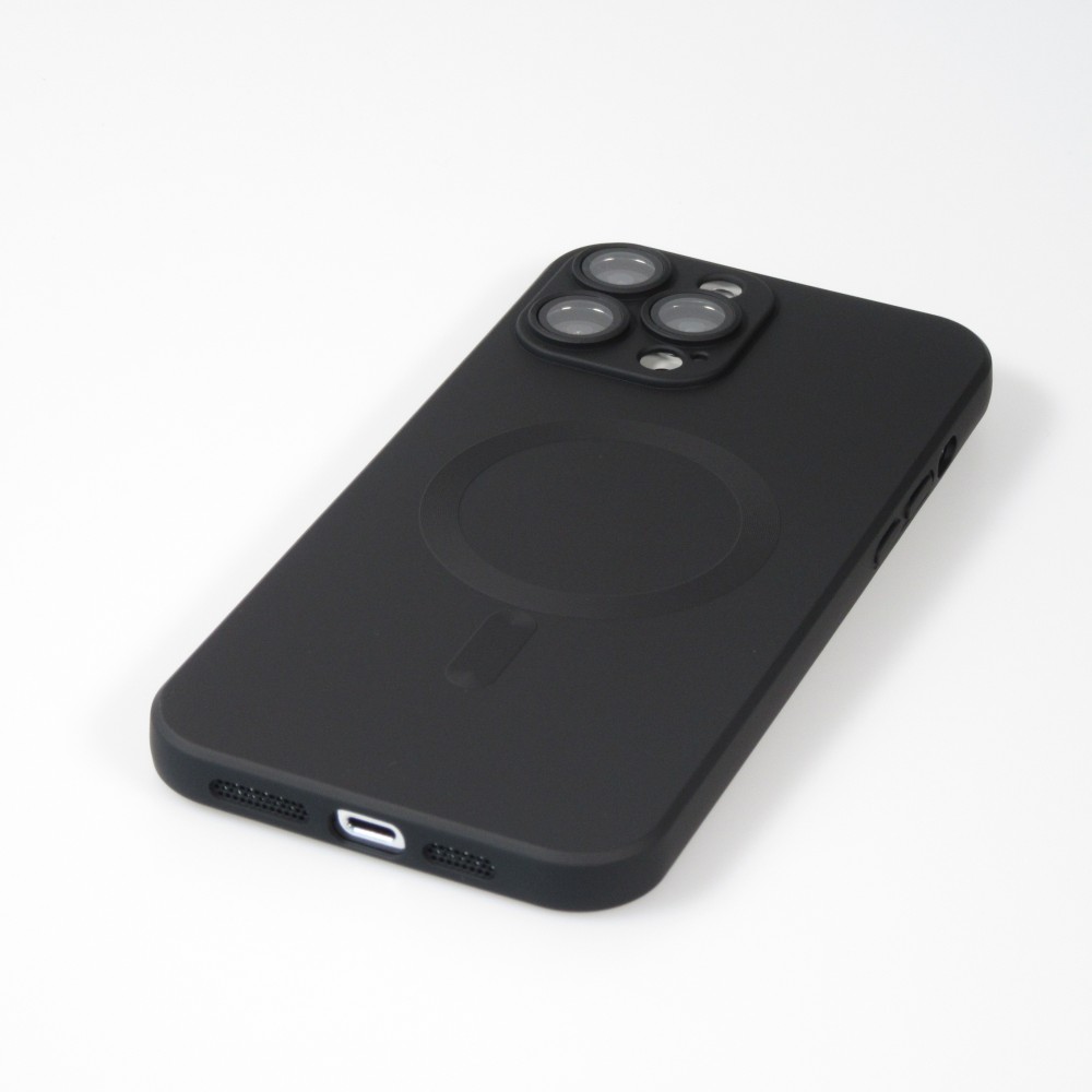 Coque iPhone 14 Pro - Gel souple avec vitre de protection caméra MagSafe - Noir