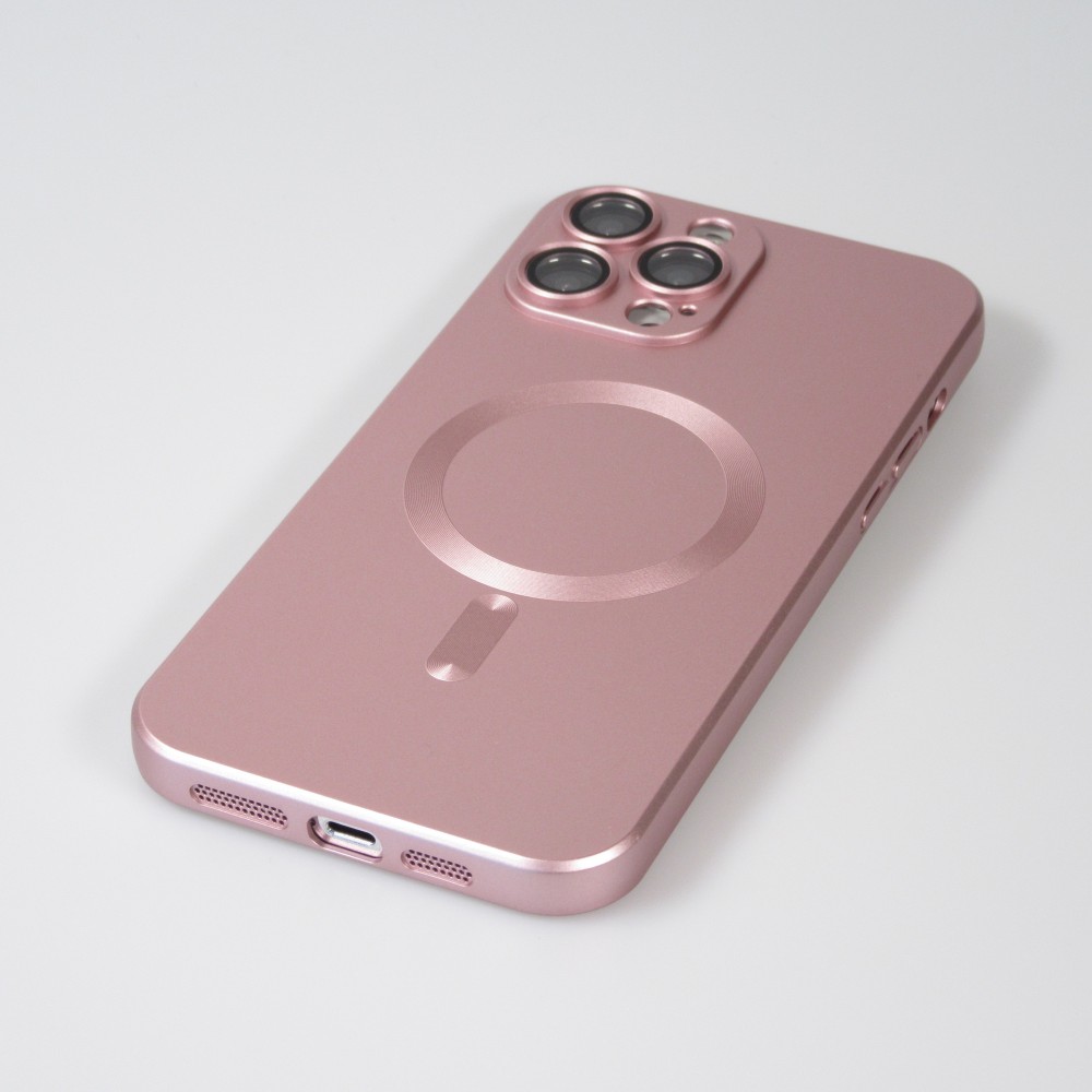 Coque iPhone 15 Pro Max - Gel souple avec vitre de protection caméra MagSafe - Rose