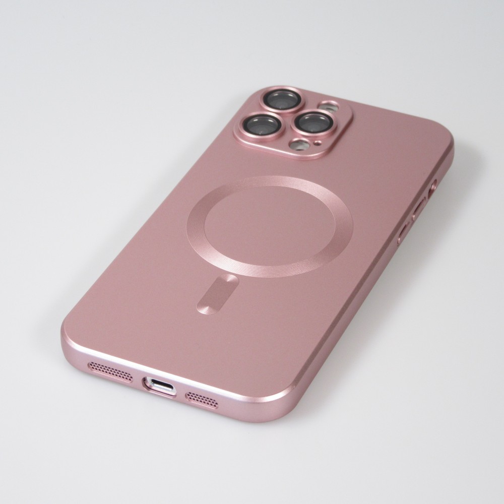 iPhone 15 Pro Case Hülle - Gummi weich mit Kameraschutzglas MagSafe - Rosa