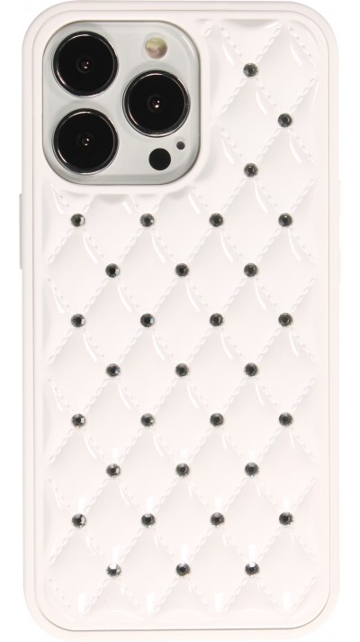Coque iPhone 13 Pro Max - Luxury Matelassé diamant - Blanc