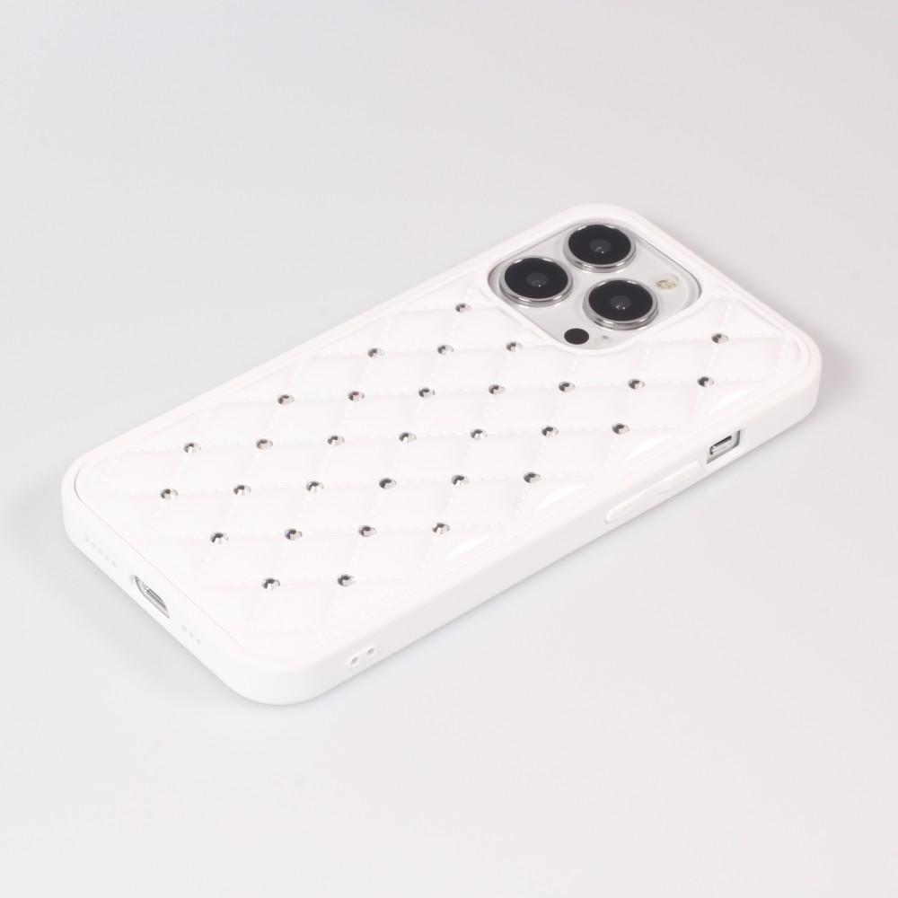Hülle iPhone 13 Pro Max - Luxury gewölbt Diamant - Weiss