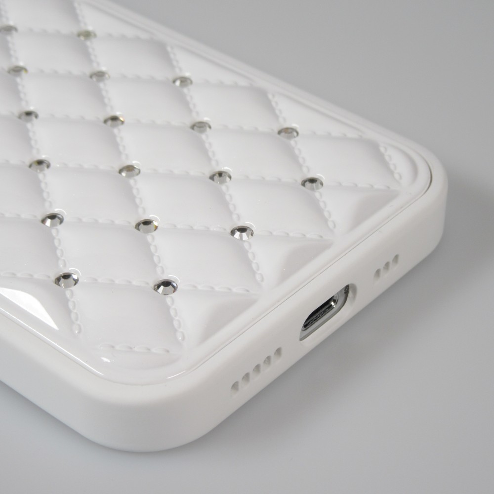 Hülle iPhone 13 Pro Max - Luxury gewölbt Diamant - Weiss