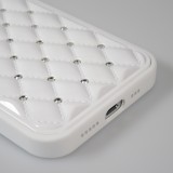 Coque iPhone 13 Pro Max - Luxury Matelassé diamant - Blanc