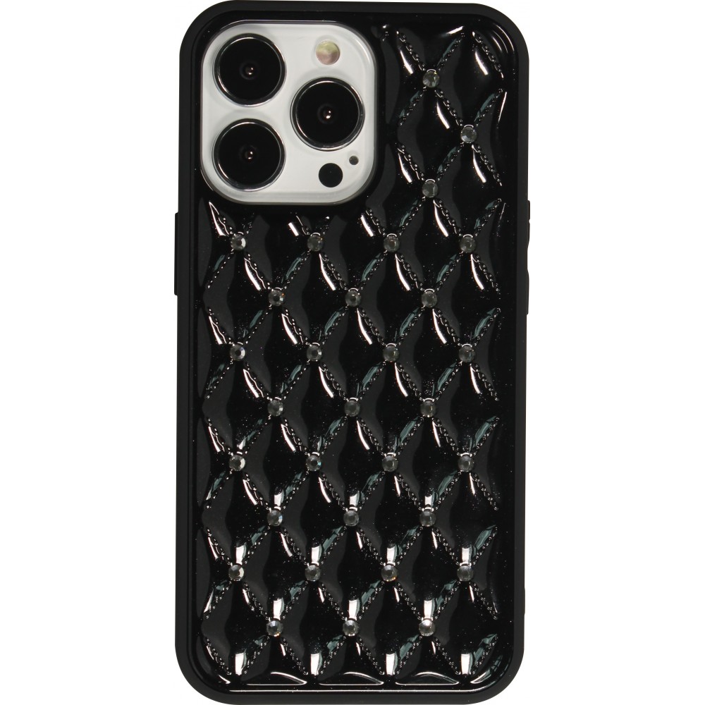 Coque iPhone 13 Pro Max - Luxury Matelassé diamant - Noir