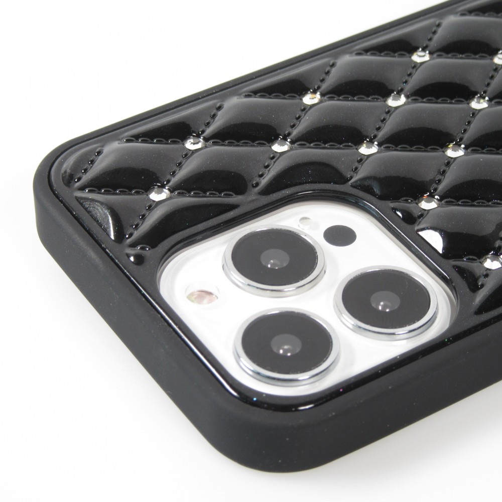 Coque iPhone 13 Pro Max - Luxury Matelassé diamant - Noir