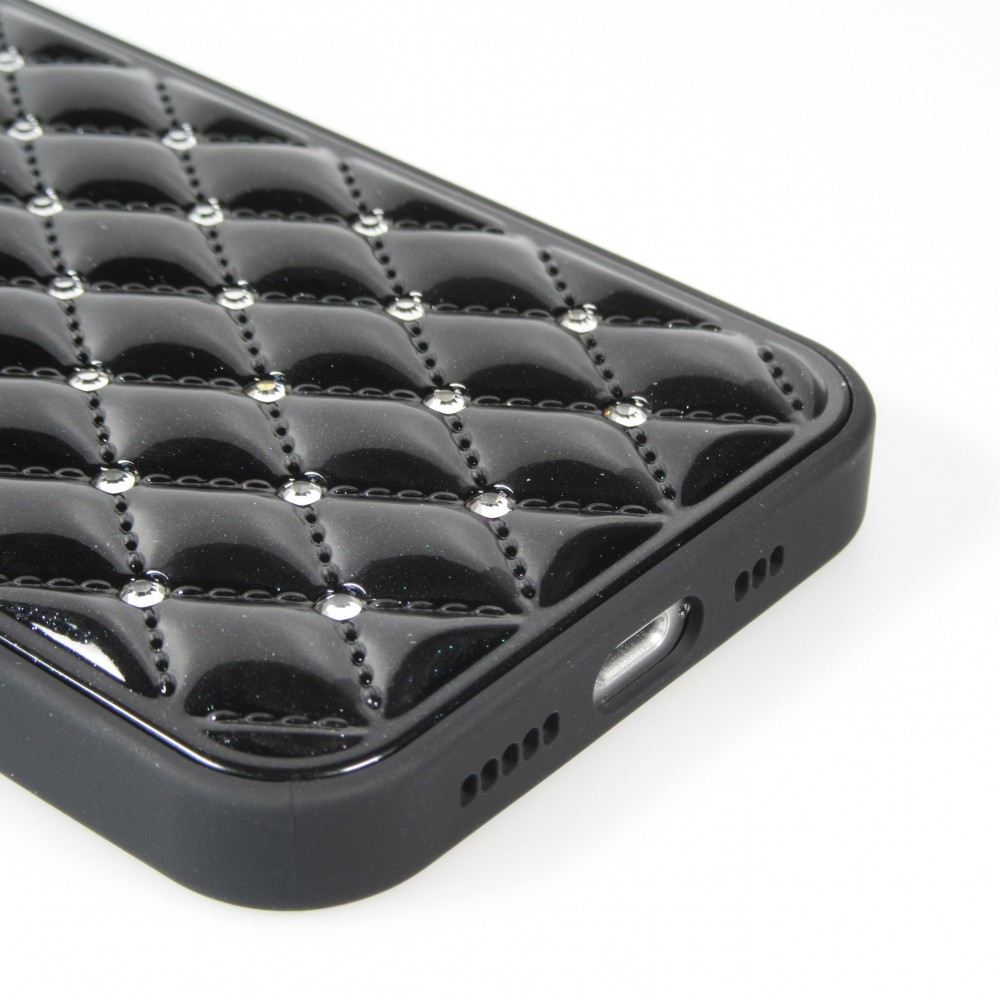 Coque iPhone 13 Pro Max - Luxury Matelassé diamant - Noir