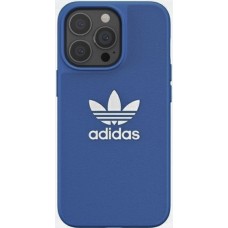 Coque iPhone 13 Pro Max - Adidas similicuir avec logo blanc embossé - Bleu