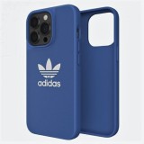 iPhone 13 Pro Max Case Hülle - Adidas Kunstleder mit geprägtem weißem Logo - Blau