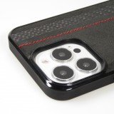 Samsung Galaxy S24 Case Hülle - Carbomile Alcantara und Carbon mit roten Nähten (MagSafe kompatibel)