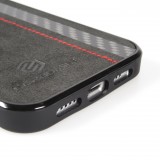 Samsung Galaxy S24 Case Hülle - Carbomile Alcantara und Carbon mit roten Nähten (MagSafe kompatibel)
