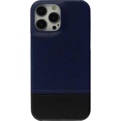Coque iPhone 13 Pro Max - Double cuir bleu - Noir