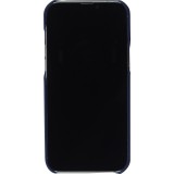 Coque iPhone 13 Pro Max - Double cuir bleu - Noir