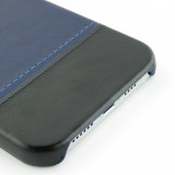 Coque iPhone 13 Pro Max - Double cuir bleu - Noir