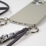 Coque iPhone 13 Pro Max - Gel silicone avec corde collier & chaîne de pierre décorative - Gris clair