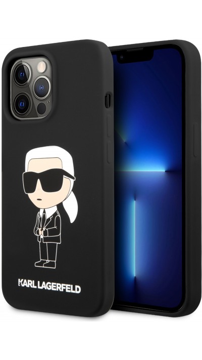 Coque iPhone 13 Pro Max - Karl Lagerfeld chic silicon soft touch - Noir