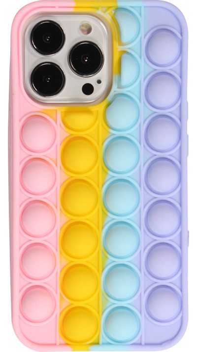 Coque iPhone 13 Pro - Silicone jeu éclate bulles anti-stress arc-en-ciel