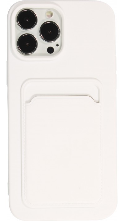 iPhone 13 Pro Max Case Hülle - Soft Touch Kartenhalter - Weiss