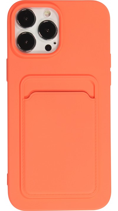 iPhone 13 Pro Max Case Hülle - Soft Touch Kartenhalter - Lachs-Rosa