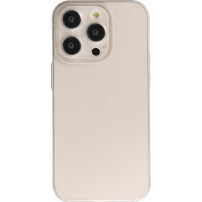 Coque iPhone 15 Pro - plastique ultra fin semi-transparent mat - Gris