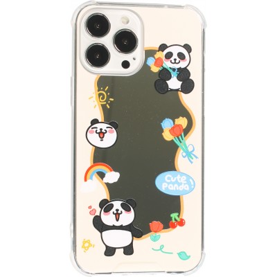 Coque iPhone 13 Pro - silicone bumper avec coins renforcés miroir - Cute Panda