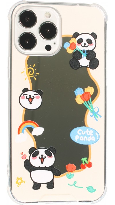 Coque iPhone 13 Pro - silicone bumper avec coins renforcés miroir - Cute Panda