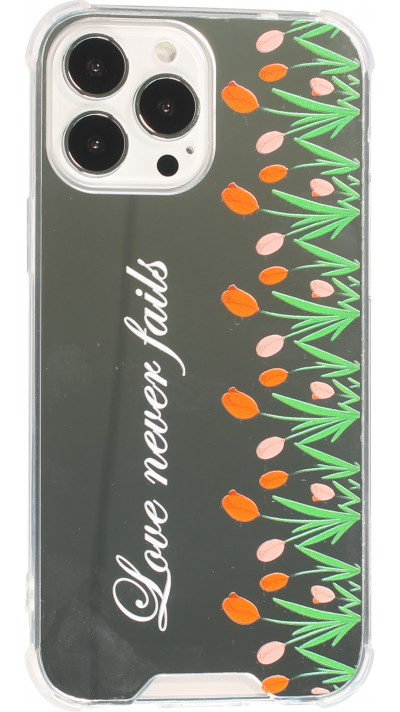 Coque iPhone 13 Pro - silicone bumper avec coins renforcés miroir - Love