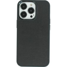 iPhone 13 Pro Max Case Hülle - NOPAAL Hülle aus echtem Kaktusleder mit Silikon Rand TPU - Schwarz